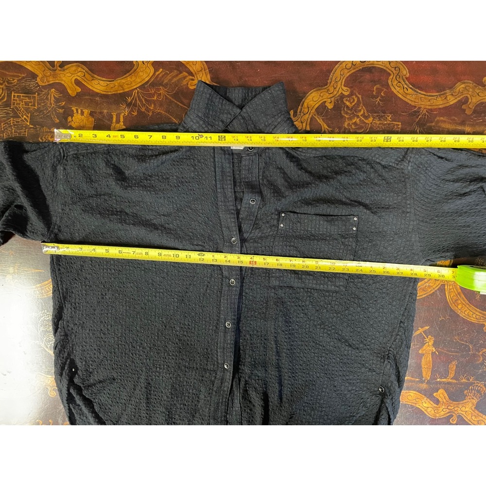 Free People Hidden Valley Button Down Black Shirt Textured Oversized Lounge S - Picture 5 of 13